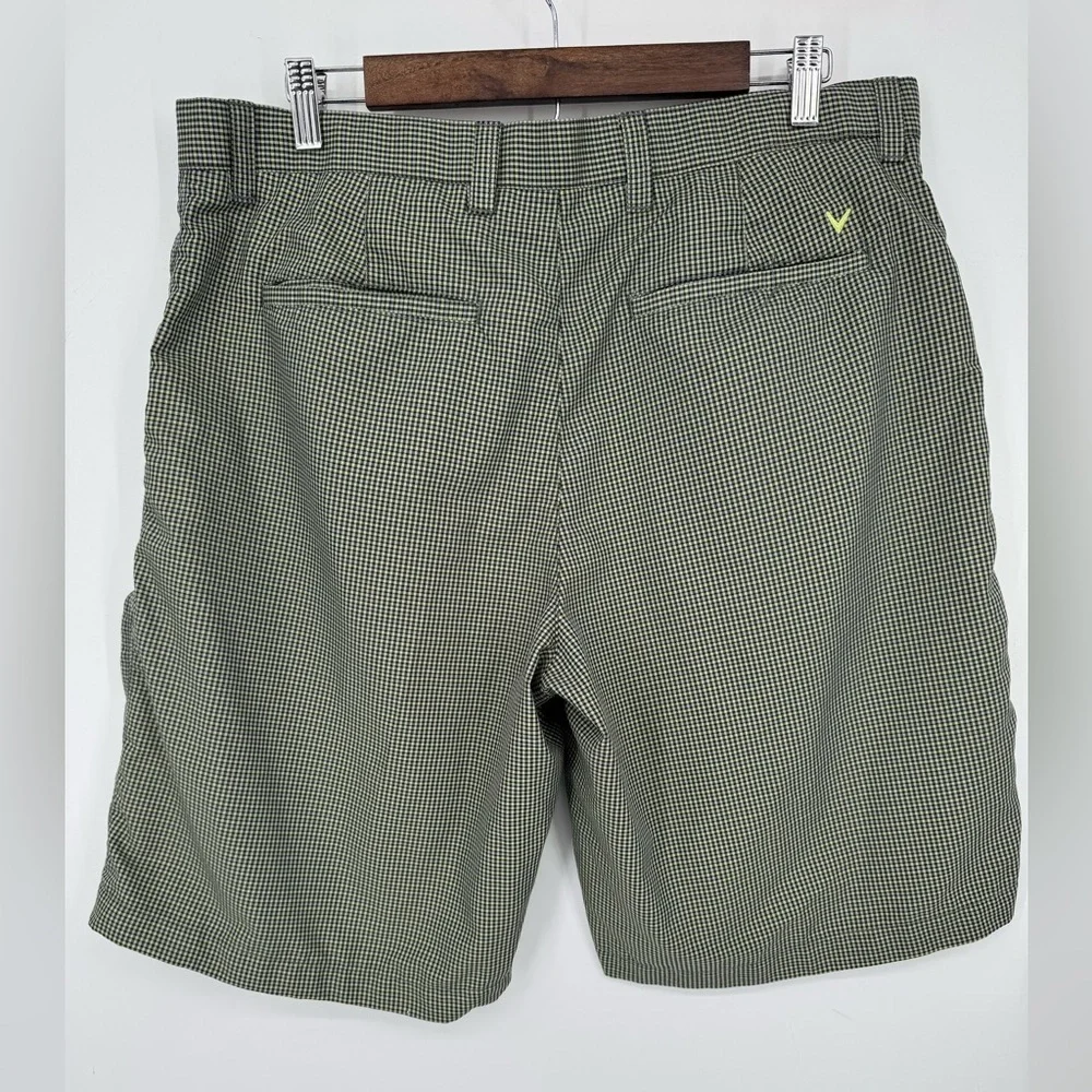 Callaway Black Gray & Green Checkered Golf Shorts With Grip Waistband Men's 38